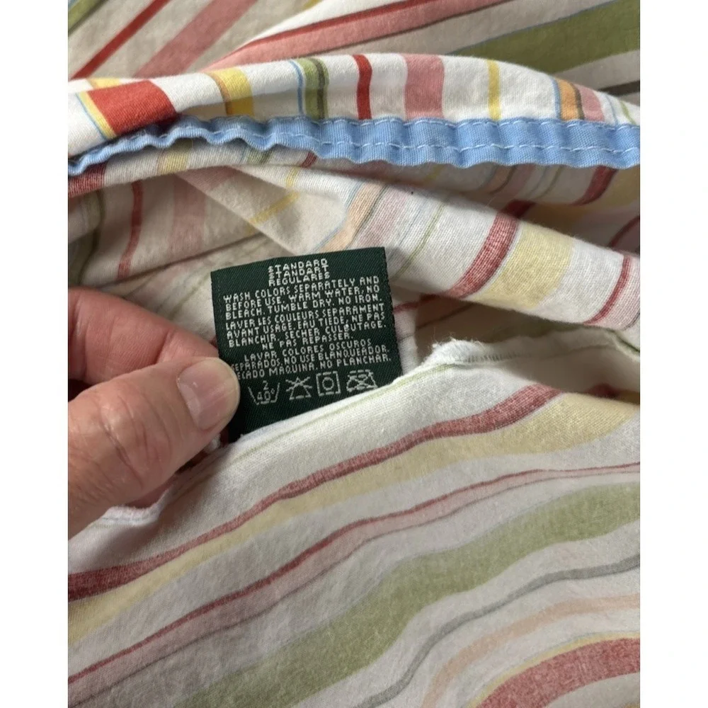 Vintage‎ Ralph Lauren Harbor View Pillow Sham (1) Standard Striped Made in USA